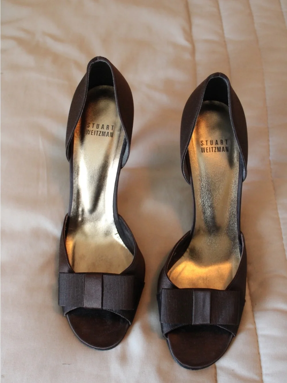 Stuart wietzman Women's Open-Toe Bow Heels in Dark Brown